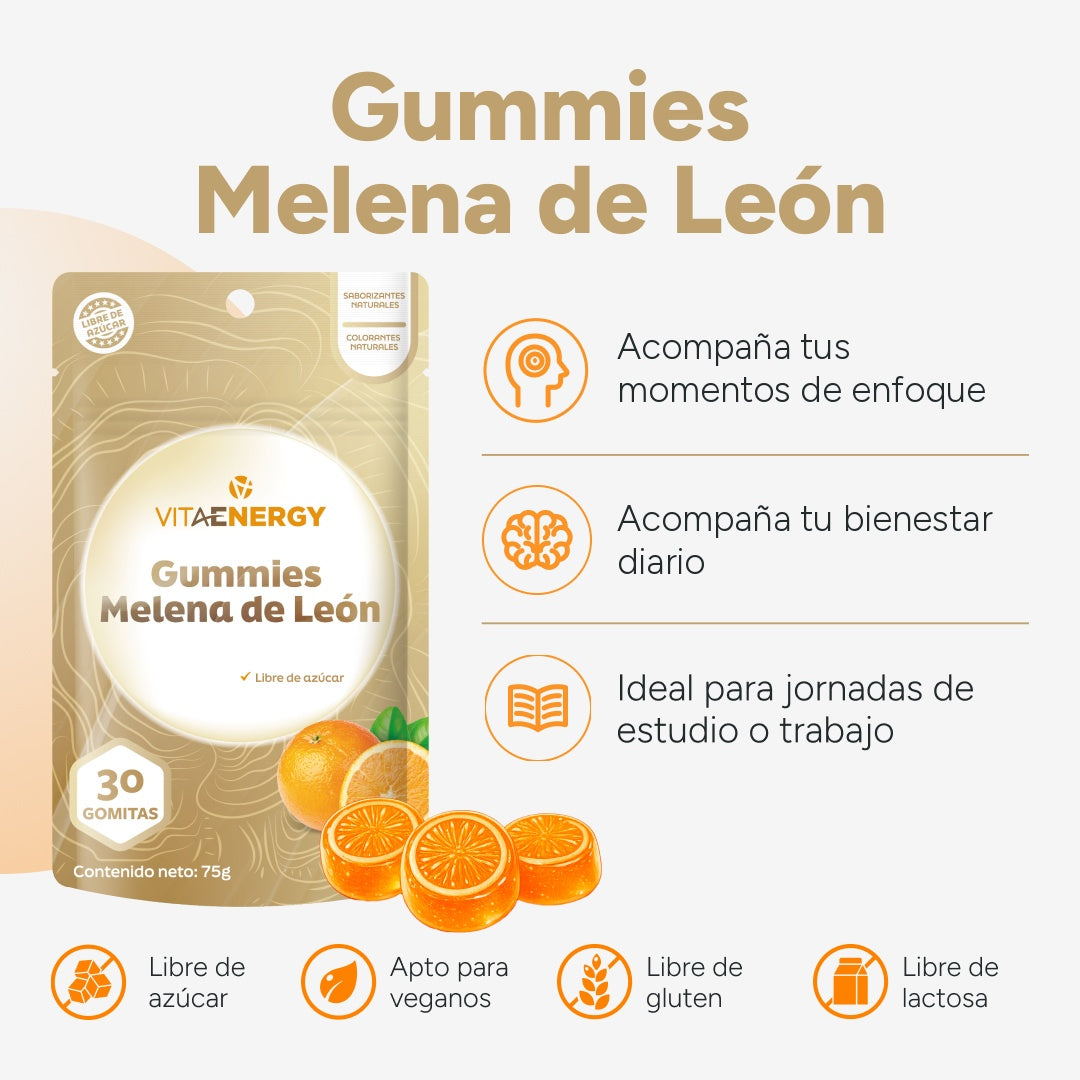 Beneficios y sellos Gomitas Melena de León