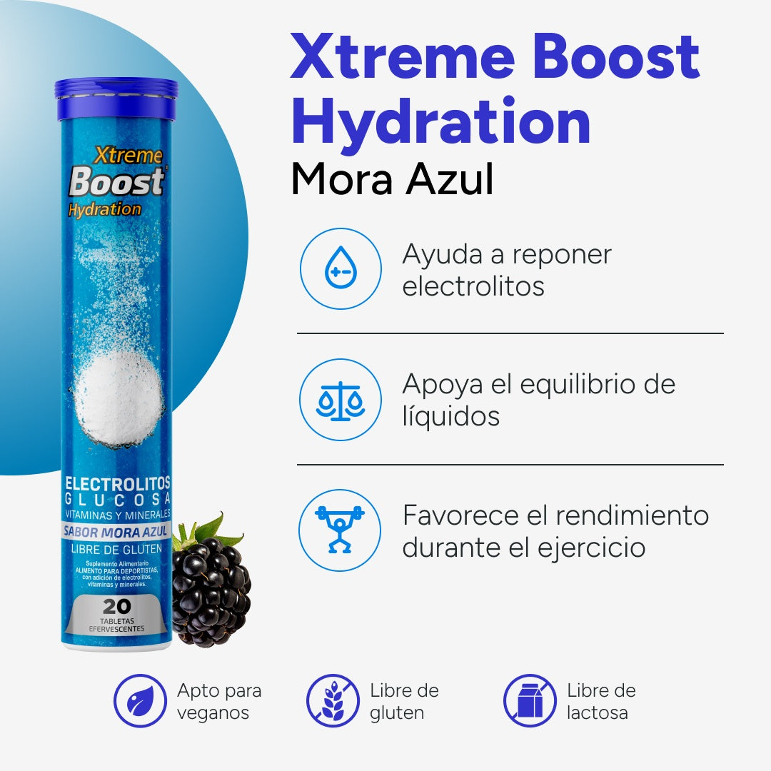 Beneficios y sellos Xtreme Boost Hydration Mora Azul